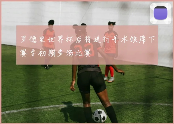 罗德里世界杯后将进行手术缺席下赛季初期多场比赛
